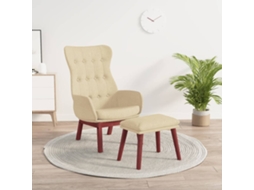 Vidaxl Cadeira De Descanso Com Banco P/ Pés Tecido Cor Creme