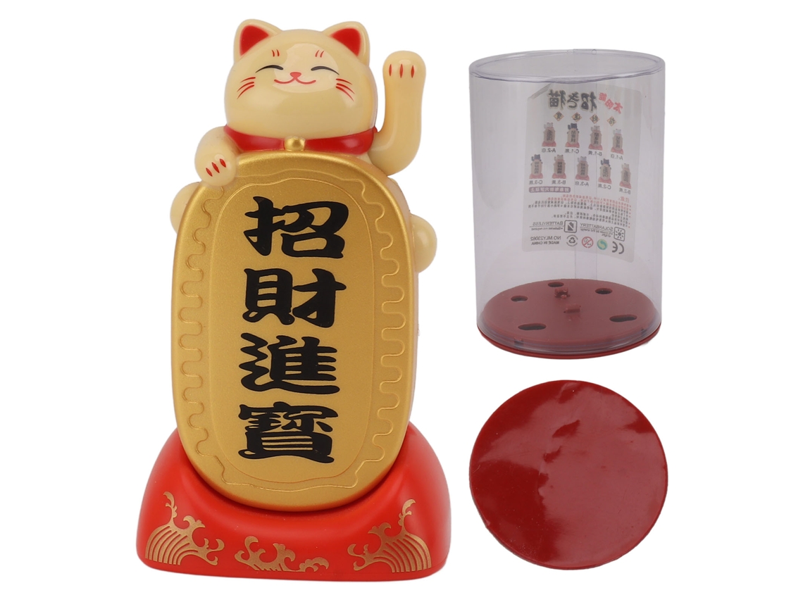 Baok-adorno De Gato Da Sorte Com Energia Solar Para Escritório, Braço Móvel, Painel Solar, Gato Lucky, Decoração Amarela Para Casa