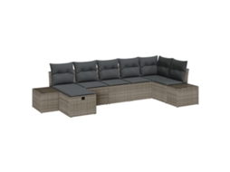 Conjunto 7 Móveis Para Exterior Vidaxl Cinzento Vime Pe (319 X 154 X 85 Cm)