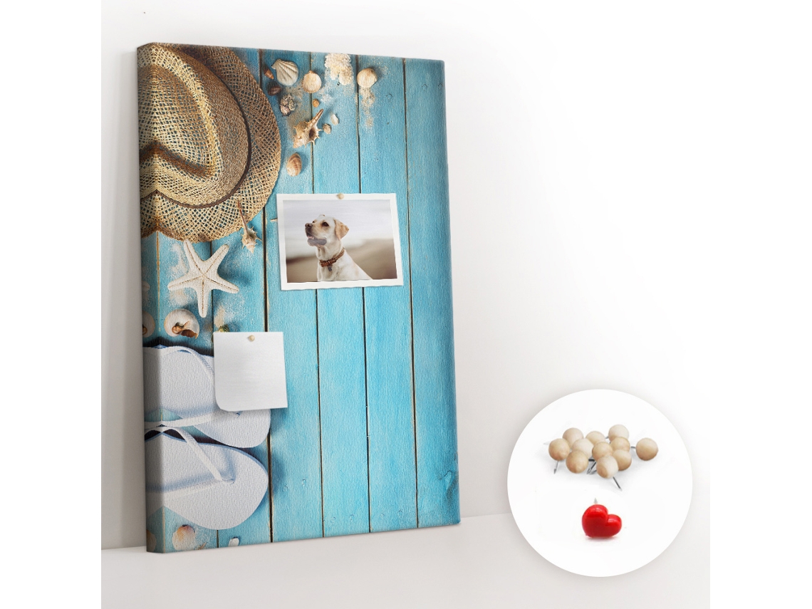 Quadro De Cortiça Com Impressão Chapéu E Chinelos Para A Sala De Estar Espelharte (40x60 Cm)