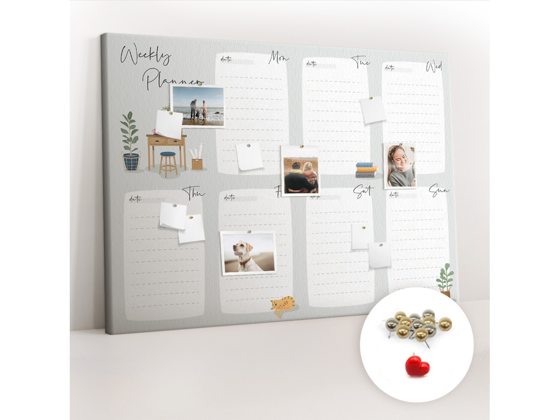 Painel De Cortiça Para Parede Planeador Semanal Aconchegante Para A Sala De Estar Espelharte (140x100 Cm)
