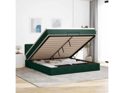 Vidaxl Estrutura De Cama Otomana Com Colchão 160x200 Cm Verde Escuro