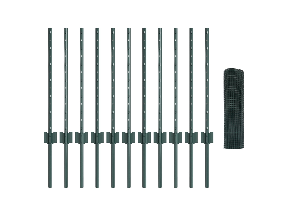 Conjunto 1 Cerca Externa Vidaxl Verde Aço (25 X 0,5 M)