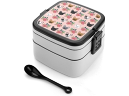 Marmita Bento De Camada Dupla Para Buldogues Franceses E Flores, 1000ml Empilhável À Prova De Vazamentos Com Colher