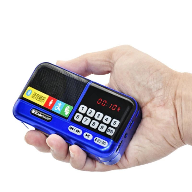 Mini Rádio Alto falante Bluetooth MDUG com cartão Tf/usb/fone de ouvido visor digital led (azul)