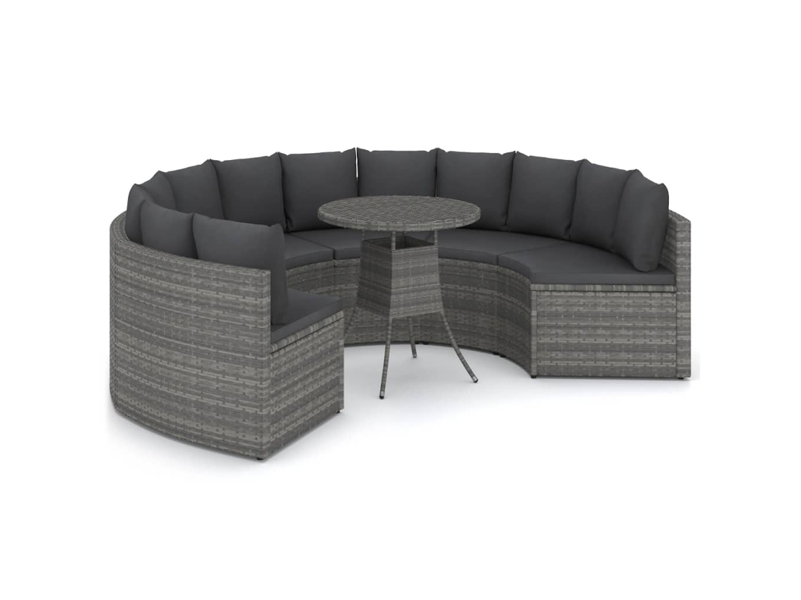 Maison Exclusive - 7 Pcs Conjunto Sofás De Jardim C/ Almofadões Vime Pe Cinzento