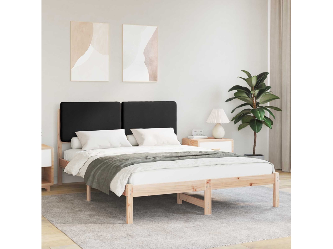 Vidaxl Estrutura De Cama Com Cabeceira Estofada Preto 140 X 190 Cm