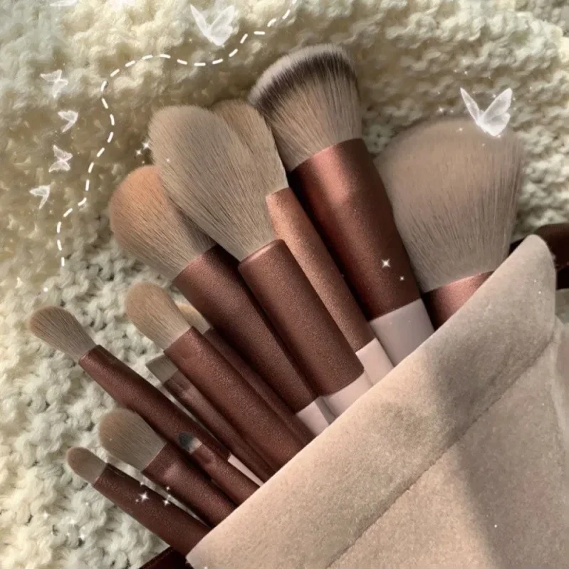 Conjunto de Pincéis de Maquiagem Profissional , Incluindo Pincéis para Sombra, Delineador e Outros Cosméticos. MDUG (cor Café)
