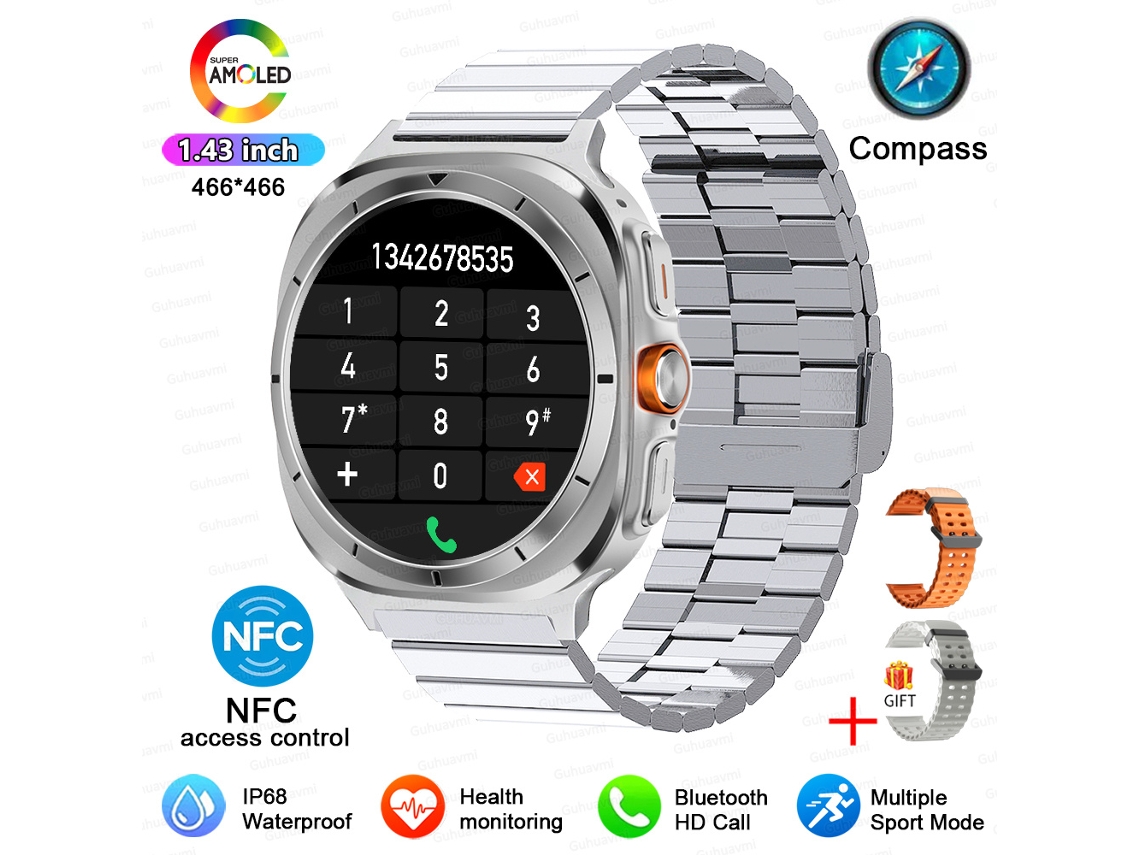 Relógio Inteligente Masculino Mdug 7 Ultra, Tela Amoled De 1,43 Polegadas,