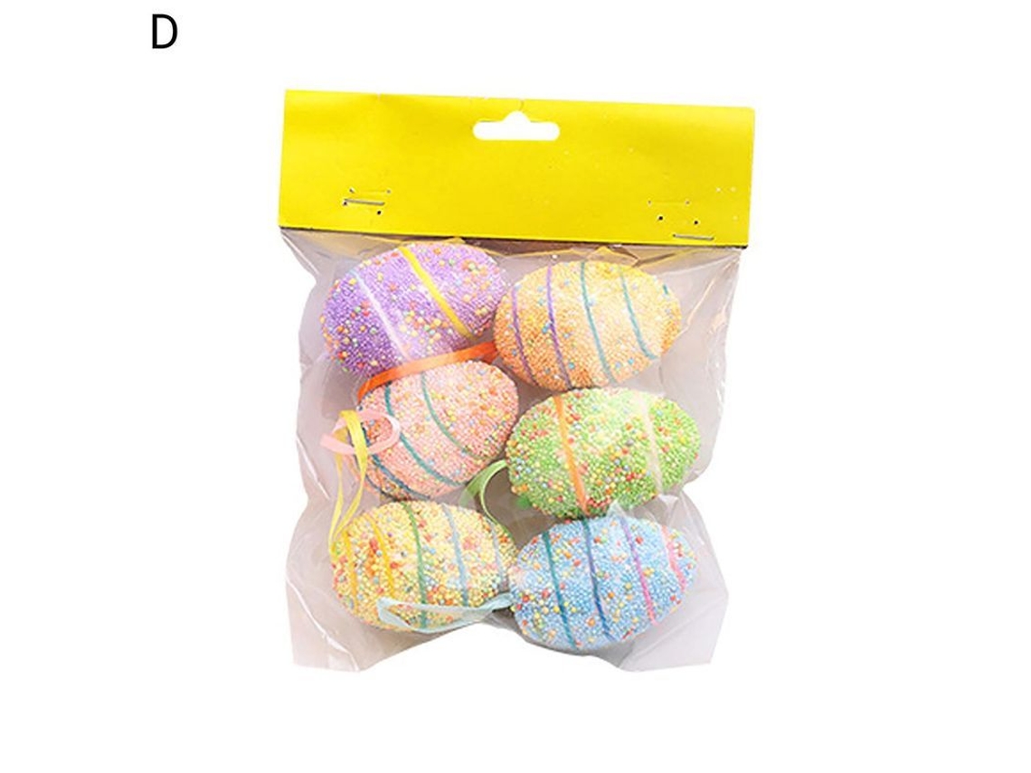 6 Peças Conjunto Decorativo Ovo De Páscoa De Estiropor Pendente Com Efeito Visual Para Decoração Festiva D