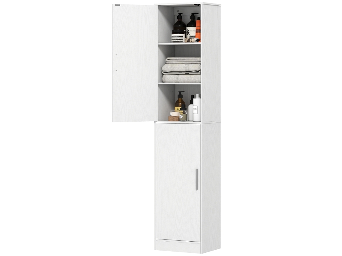 Armário Alto Estreito 180 Cm, 2 Portas E Prateleiras Ajustáveis, Branco