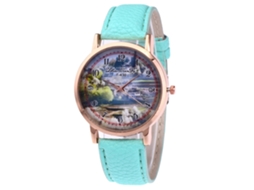 Relógio de Pulseira Feminino de Quartzo com Pulseira de Couro Pu Dial Redondo Simples (menta)
