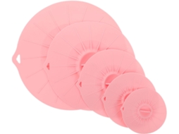 Conjunto De Tampa Vedação Sucção Silicone 5 Peças, Seguro Para Micro-ondas, Tampas Tigela Reutilizáveis Armazenamento Alimentos