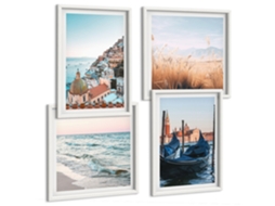 Galeria De Pinturas Murais Tinta Turquesa Abstração Moldura Branca Imagens Para Um Quarto Infantil Espelharte (conjunto De 4 Imagens)
