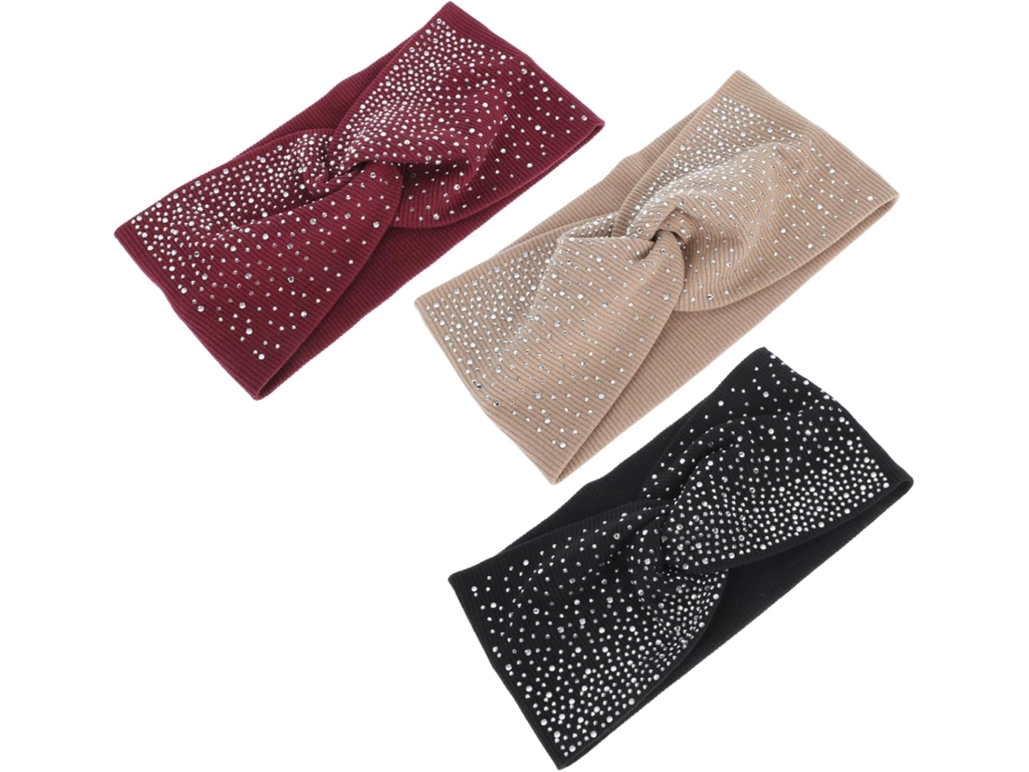 Conjunto De 3 Faixas De Cabeça Para Ioga Feminina Em Malha Cruzada, Tamanhos Ajustáveis, Algodão Elástico.