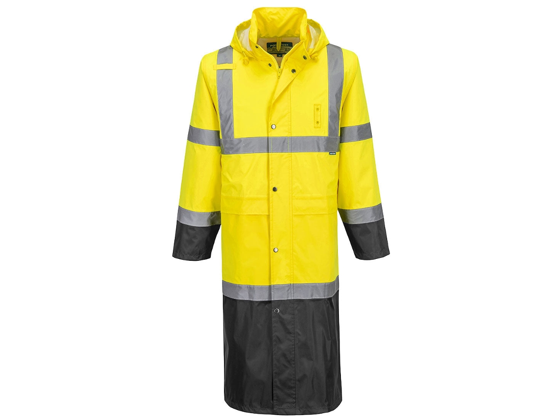Impermeável De Trabalho Alta Visibilidade 122 Cm | Chuva Amarillo/negro / 6xl
