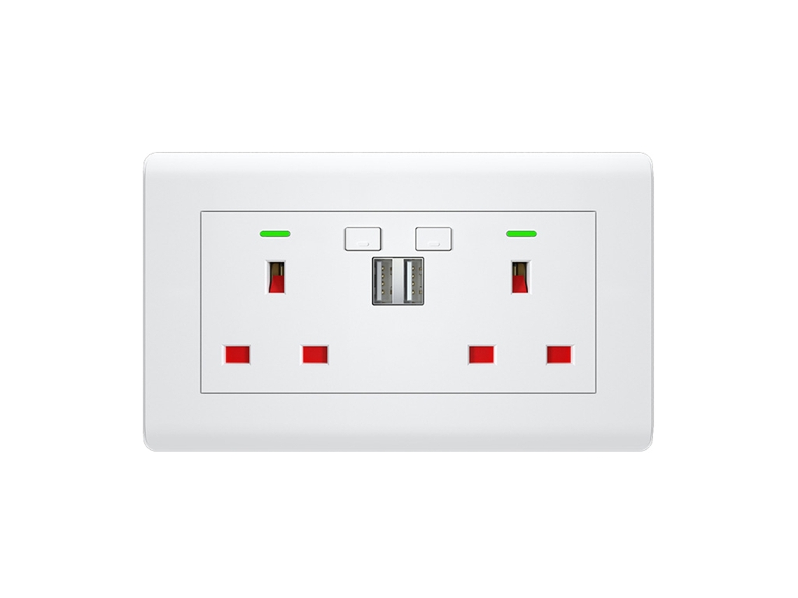 Tomada de Parede Inteligente Wi Fi Padrão Britânico com Controle remoto por app 5v 2.1a BRILVIBERA