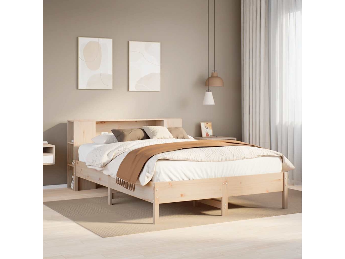 Bookcase Bed, Bookcase Beds Vidaxl Marrom Madeira De Pinho (135 X 190cm)
