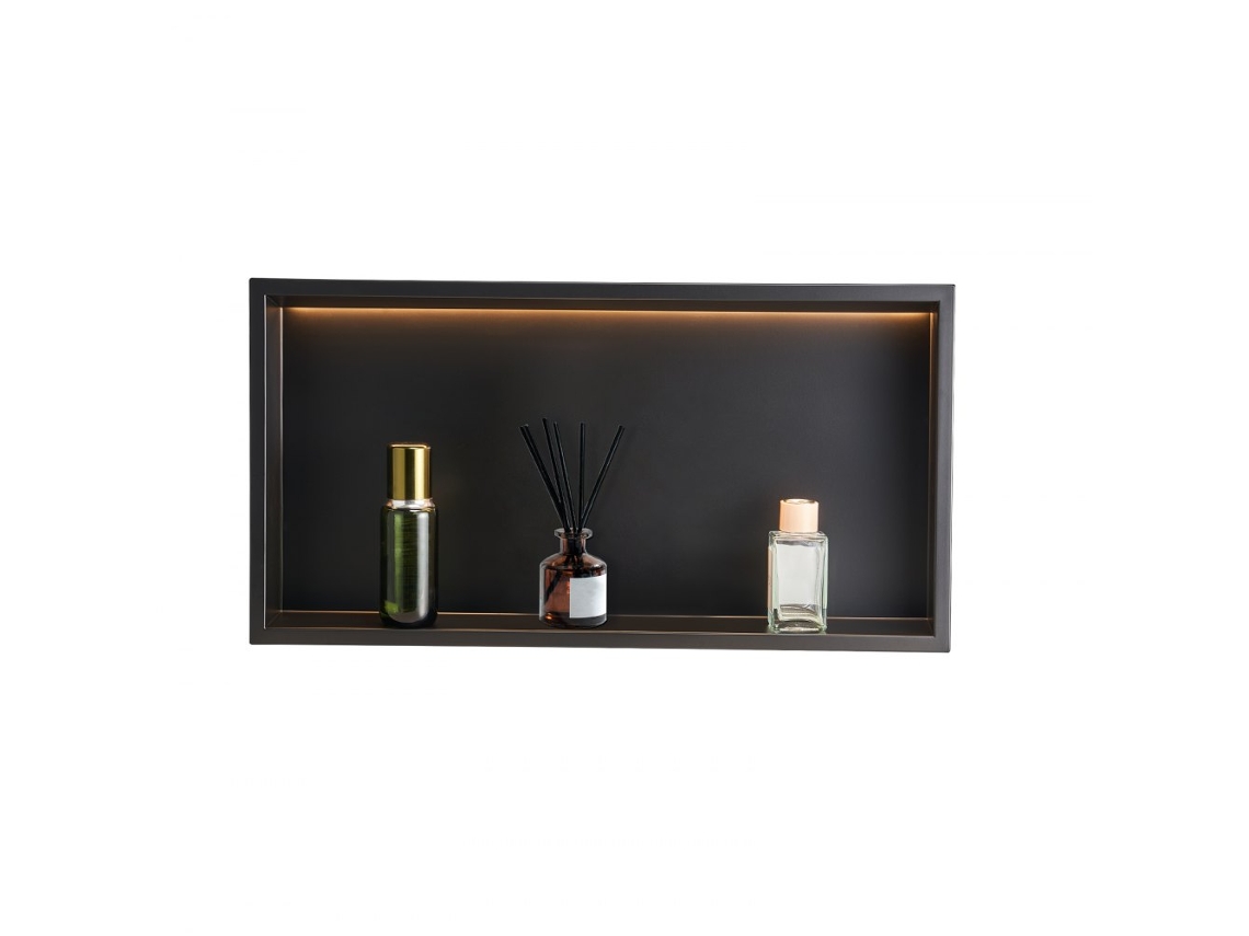 Nicho De Duche Em Aço Inoxidável 304 Preto Com Led, Impermeável E Resistente À Corrosão Tekmaquinas