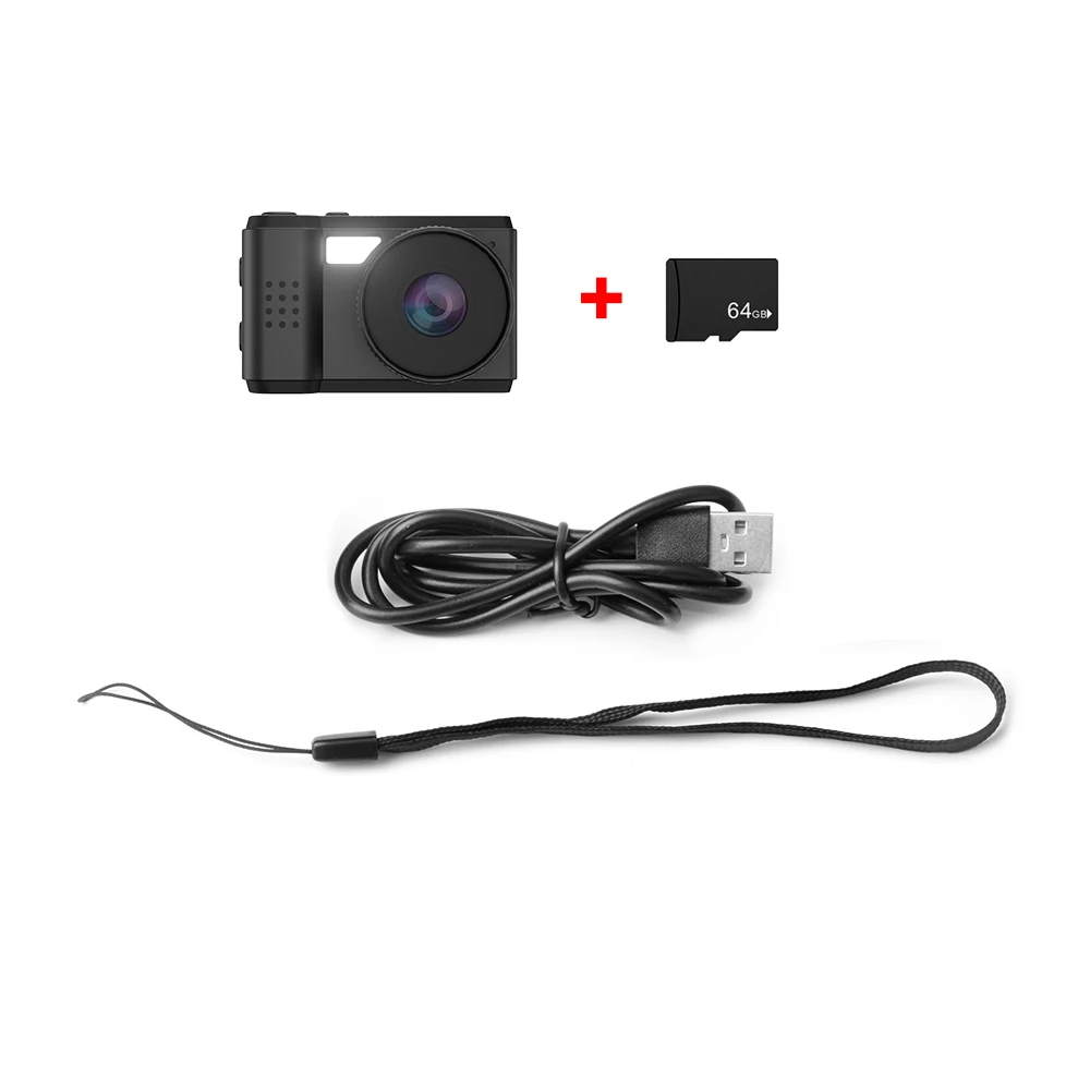 ) Mini Filmadora Hd 1080p com Tela e Alto falante, Compatível com Cartão Tf MDUG (câmera + 64 Gb (nenhum)