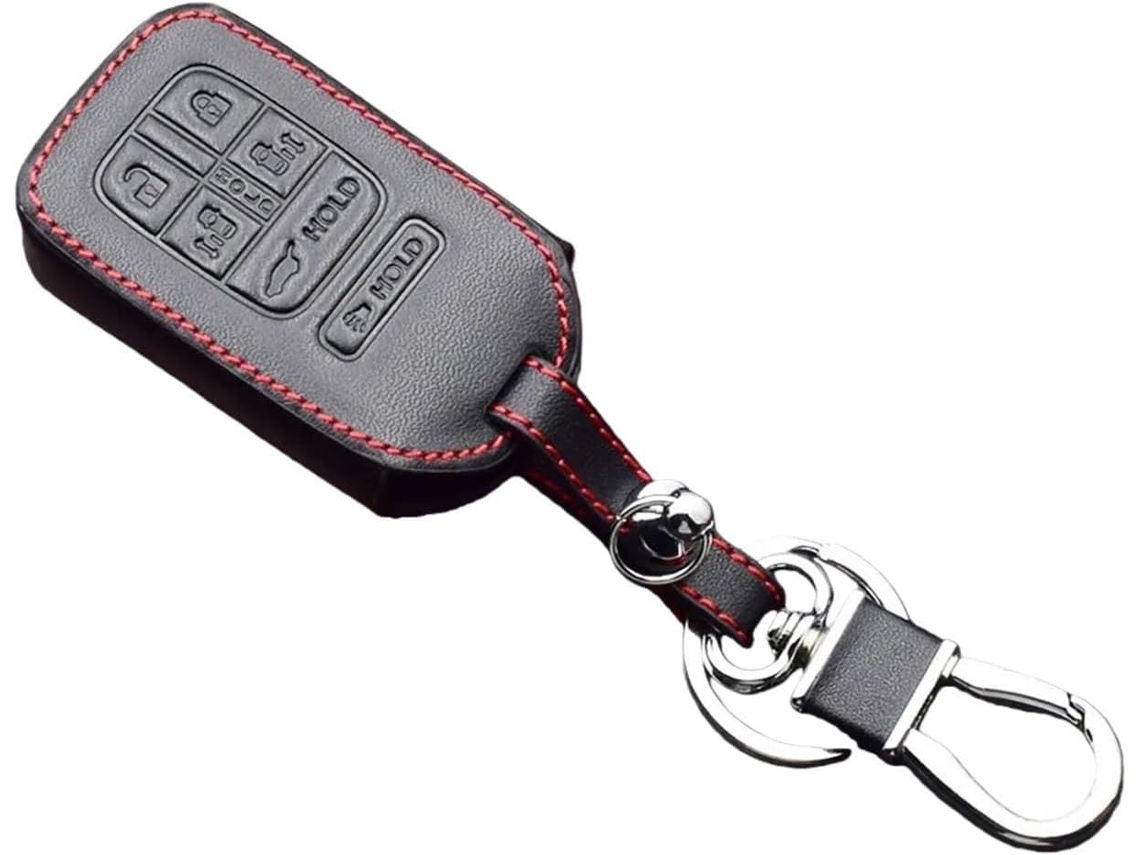 Capa Protetora De Couro Para Chave Carro Compatível Com Honda Odyssey 2014, 2015, 2016e 2017, Com 6 Botões E Controle