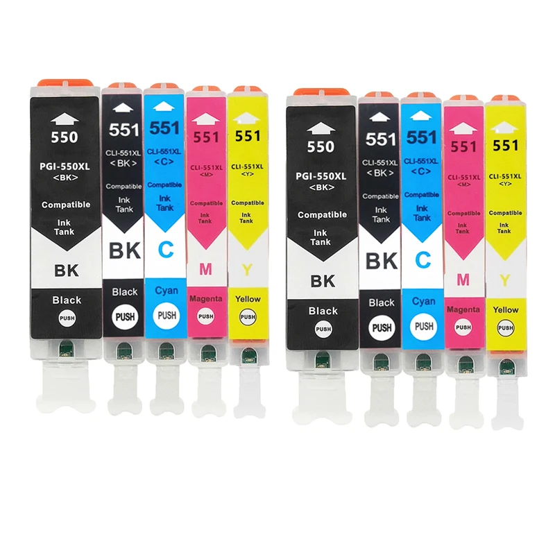 2setpgi550 Cli551 para Cartucho Canon Pgi 550 Cli 551 para Pixma Ip7250 Mg5450 Mg5550 Mg5650 Mg5655 Mg6350 Mg6450 MDUG