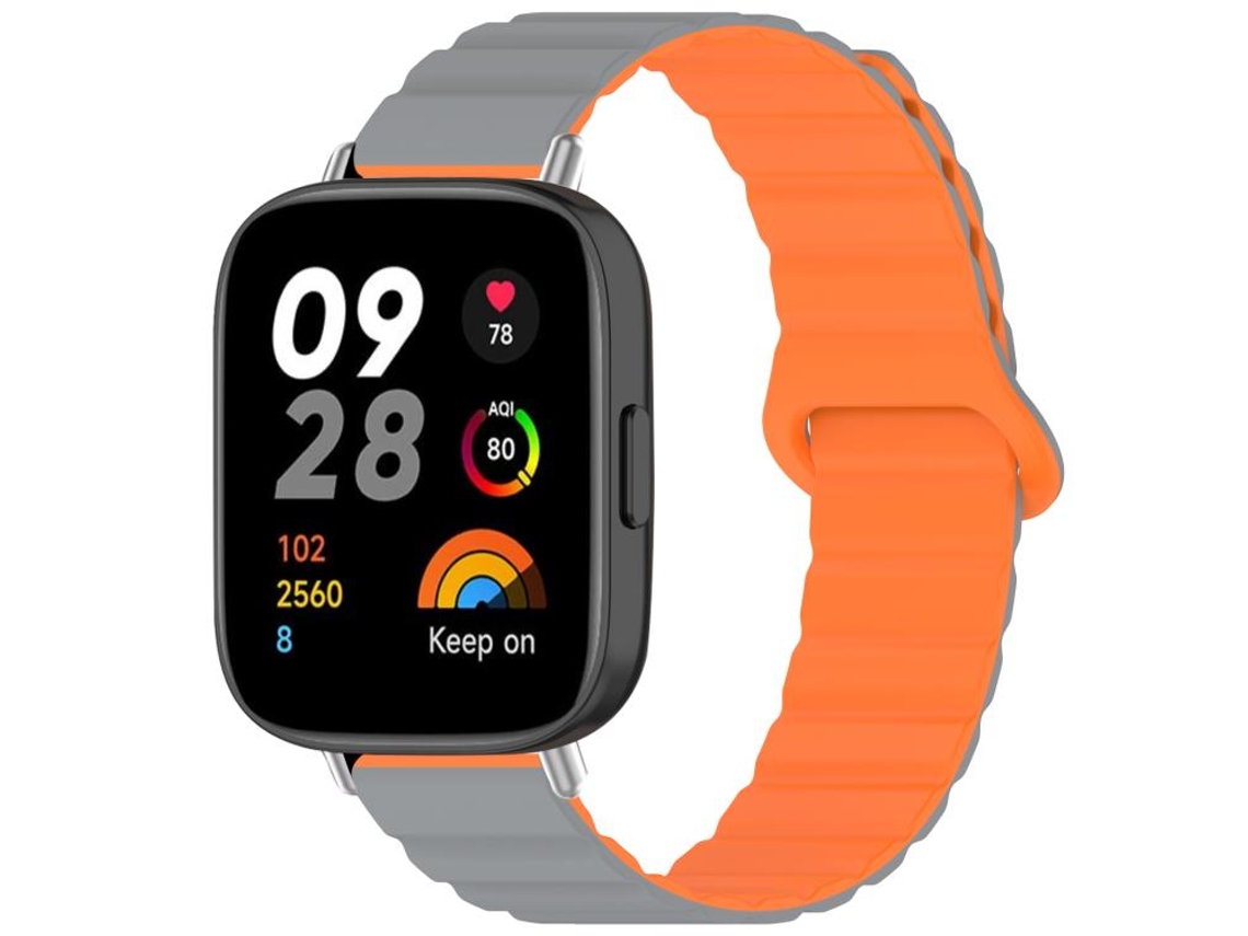 Bracelete Para Redmi Watch 3 - Silicone Magnético Brilhante Cinza Laranja