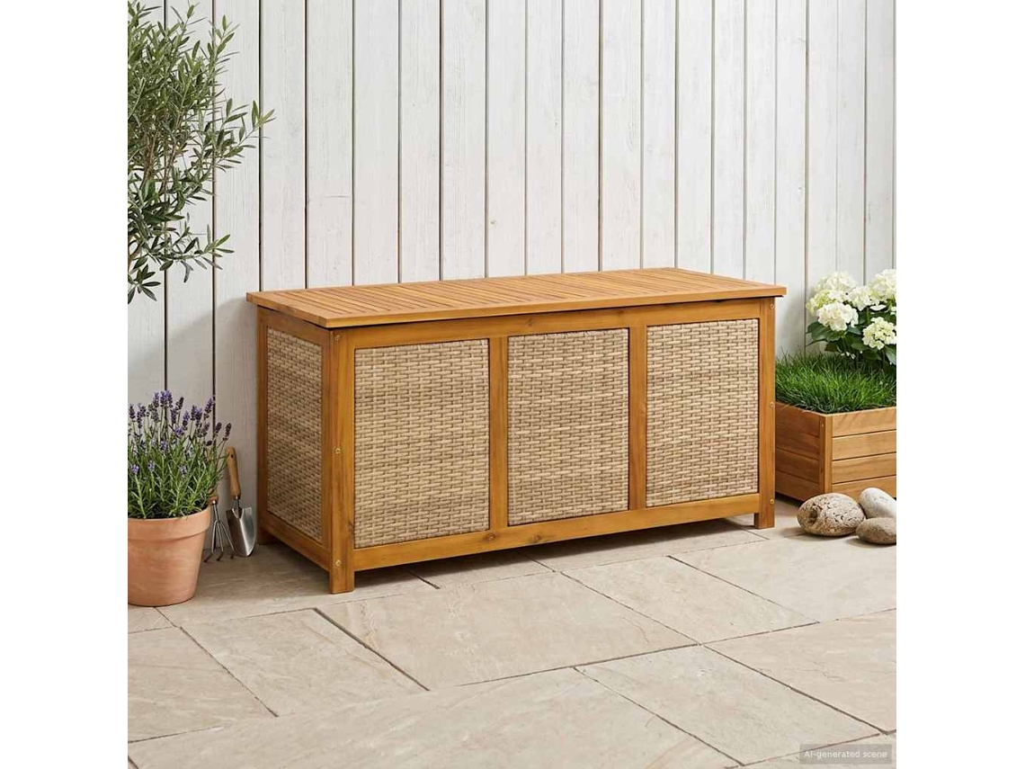 Vidaxl Caixa De Armazenamento Para Jardim 185 L 113 X 50 X 56 Cm Bege