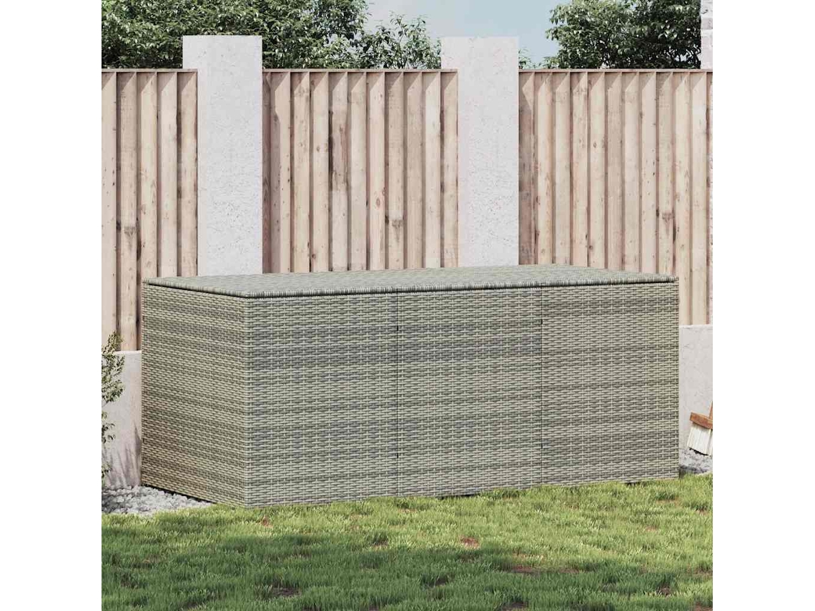 Vidaxl Caixa De Arrumação Para Jardim 180x90x70 Cm Vime Pe Cinzento