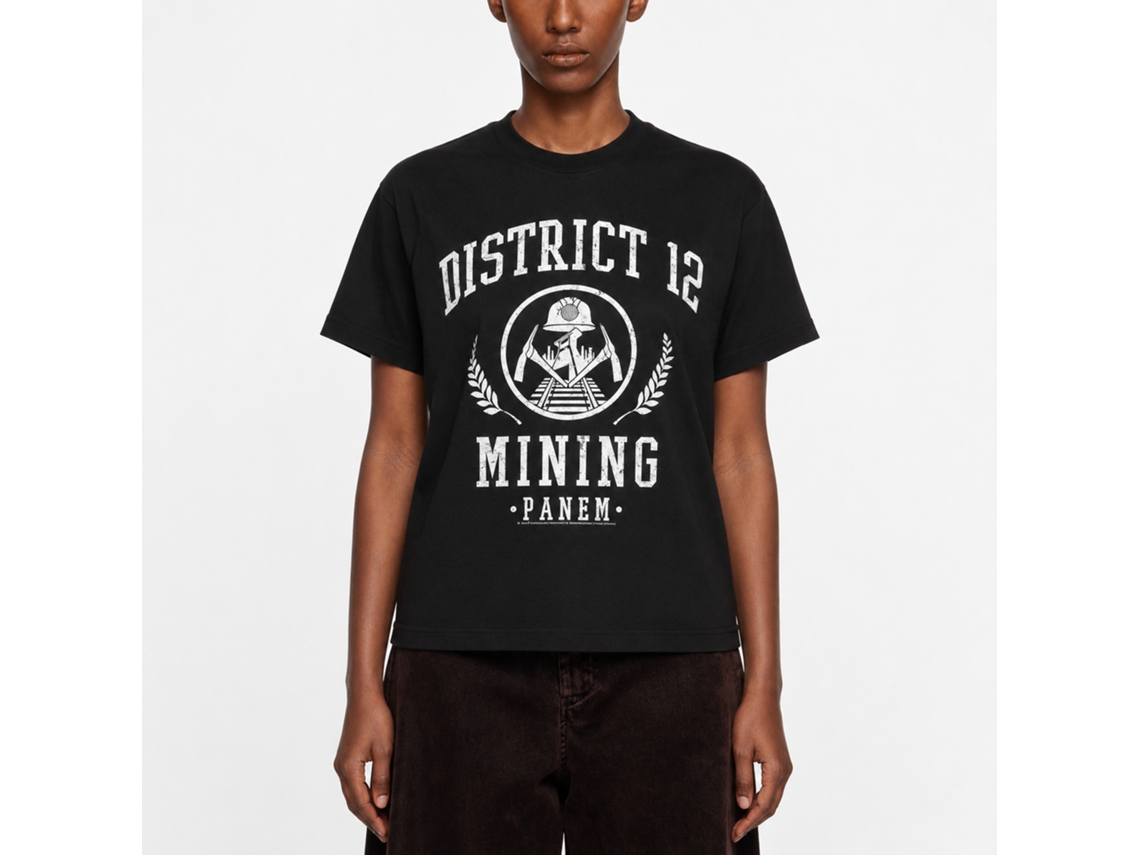 Rockinstone Hunger Games Movie D12 Mining Black Adult T-shirt Size:s