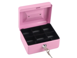 Cofre de Segurança Mini de Aço com Fechadura para Dinheiro, Moedas e Bijuterias Rosa