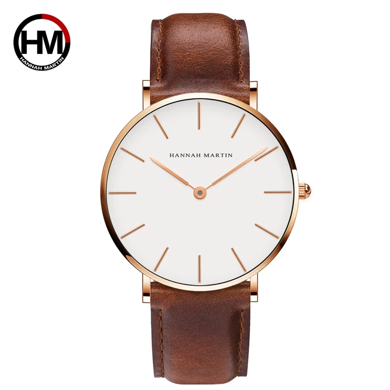 (pulseira Marrom, Caixa Em Ouro Rosa, Mostrador Branco) Relógio Masculino De Quartzo Ultrafino, Relógio De Pulso Para Negócios Simples E Elegante.