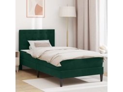 Vidaxl Estrutura De Cama Com Colchão Verde Escuro 80 X 200 Cm Veludo