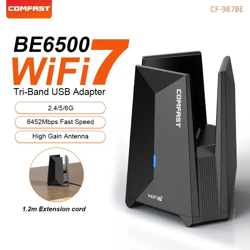 (ac1200 Ap) Adaptador De Rede Sem Fio Usb Wifi 7 6452mbps Tri-band