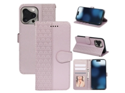 Capa Em Couro Pu, Para Apple Iphone 16pro Max - Ouro Rosa