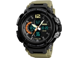 Masculino Esporte Led Digital Eletrônico Masculino Relógios de Pulso Duplos-Cáqui