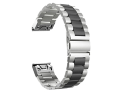 Bracelete Aço Ajustável para Garmin fenix 6 Edição Pro Solar Cinzento e Preto