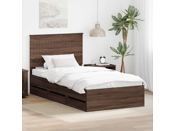 Vidaxl Estrutura Da Cama Com Gaveta Carvalho Marrom 100 X 200 Cm