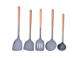 Conjunto De 5 Utensílios De Cozinha Antiaderentes E Resistentes Ao Calor Com Cabo Ergonômico.