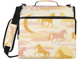 Pasta Organizadora Pony Moon com Zíper de 3 Argolas, 1,5 Bolsos, Alça de Ombro Removível, Diversas Opções de Bolsas