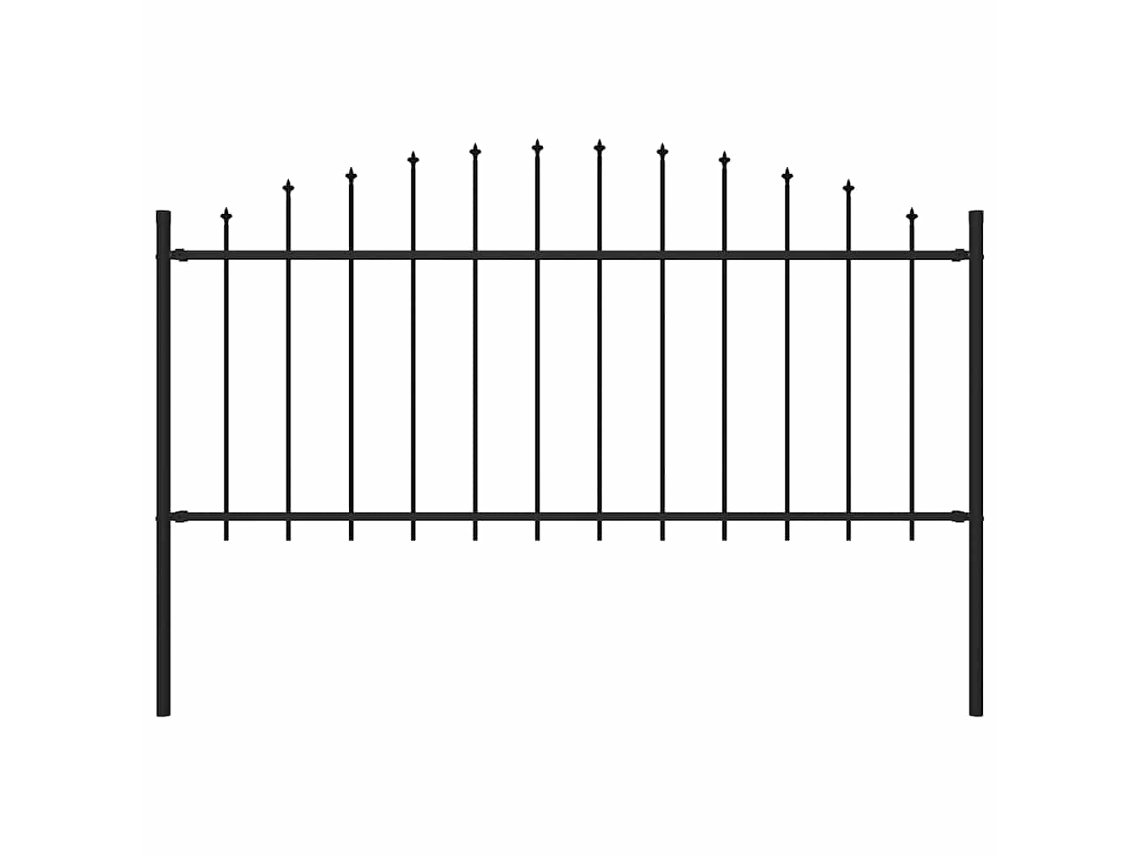 Vidaxl Cerca De Jardim Woerden Com Ponta Em Forma De Lança, Em Aço, 170x75 Cm, Preto.