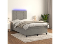 Vidaxl Cama Box Spring C/ Colchão/led 120x200 Cm Veludo Cinzento-claro