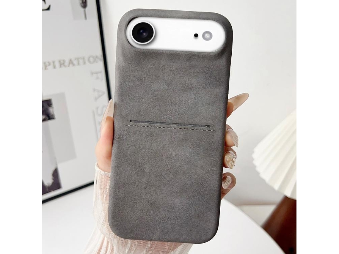 Capa Para Iphone 17 Air - Pele De Carneiro Genuína Com Compartimento Para Cartão