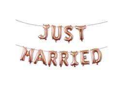 Banner Globos ''just Married'' Para Decoração De Casamento E Festa De Noivado (ouro Rosa)