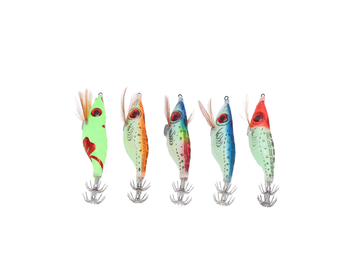Isca Artificial Camarão De Madeira Com Anzol Luminoso 5pcs