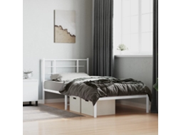 Estrutura De Cama Em Metal Com Cabeceira 107x203 Cm Branco