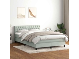 Vidaxl Cama Com Molas/colchão 160x220 Cm Veludo Cinzento-claro