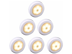 Kit Com 6 Unidades De Luz Led Com Sensor De Movimento, Sem Fio, Branco Quente Para Guarda-roupa, Cozinha, Escada, Corredor
