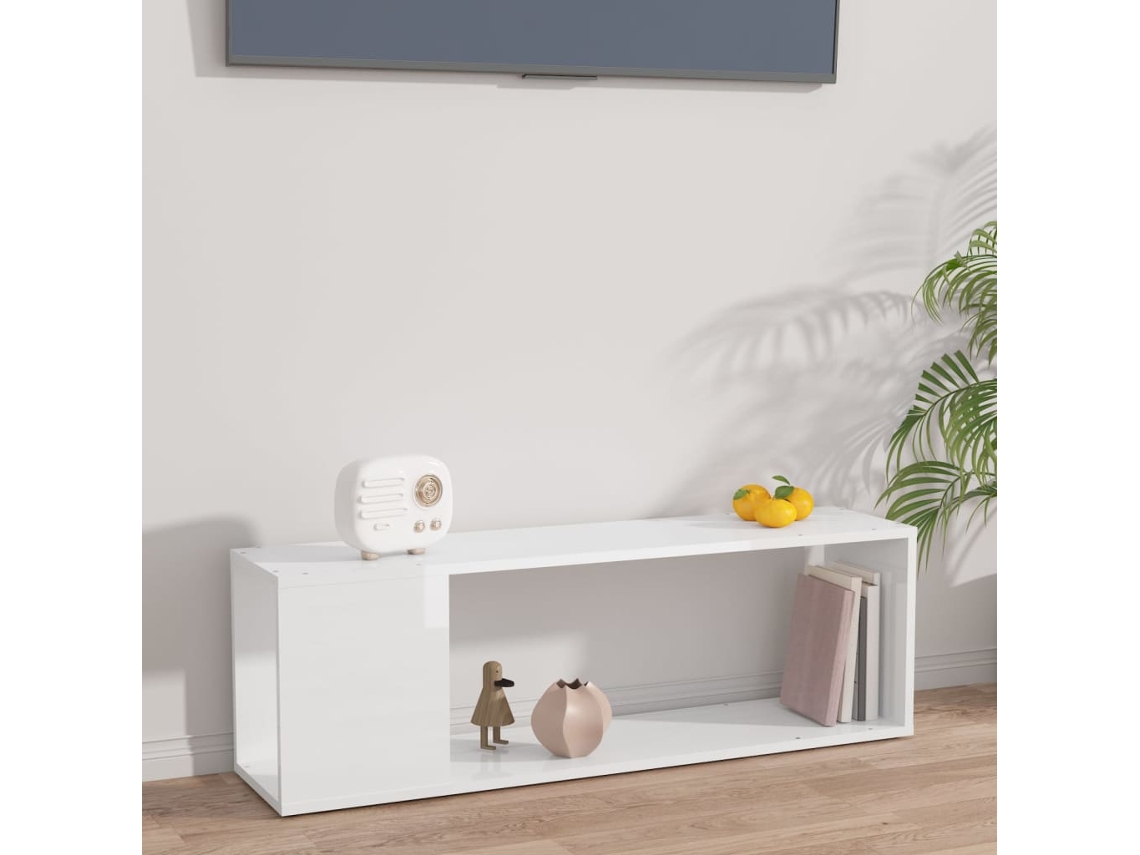 Vidaxl Móvel De Tv 100x24x32 Cm Derivados De Madeira Branco Brilhante