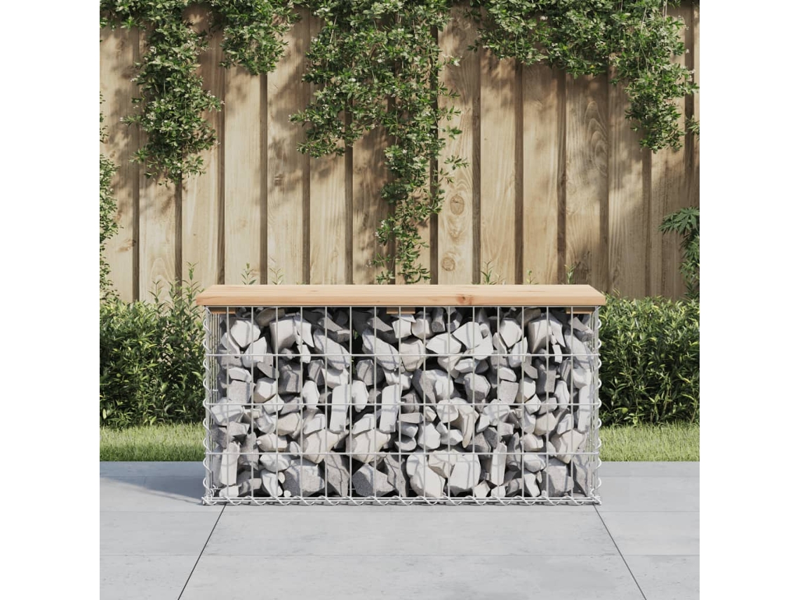 Vidaxl Banco De Jardim C/ Design Gabião 83x31,5x42 Cm Pinho Maciço